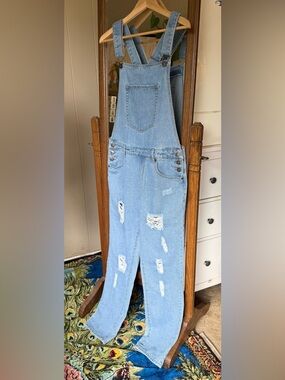Liquor N Poker Rock Rebellious Denim Distressed Overalls, Men’s 32